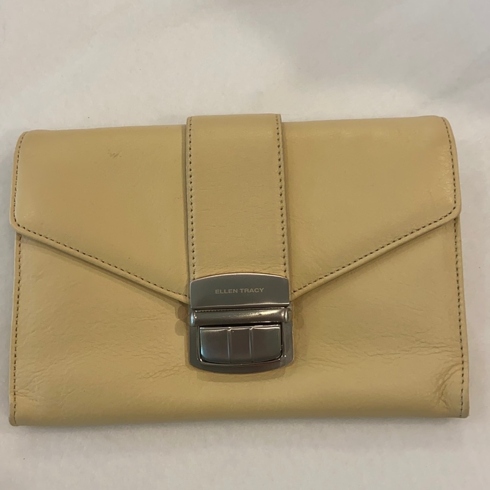 cream yellow Ellen Tracy clutch